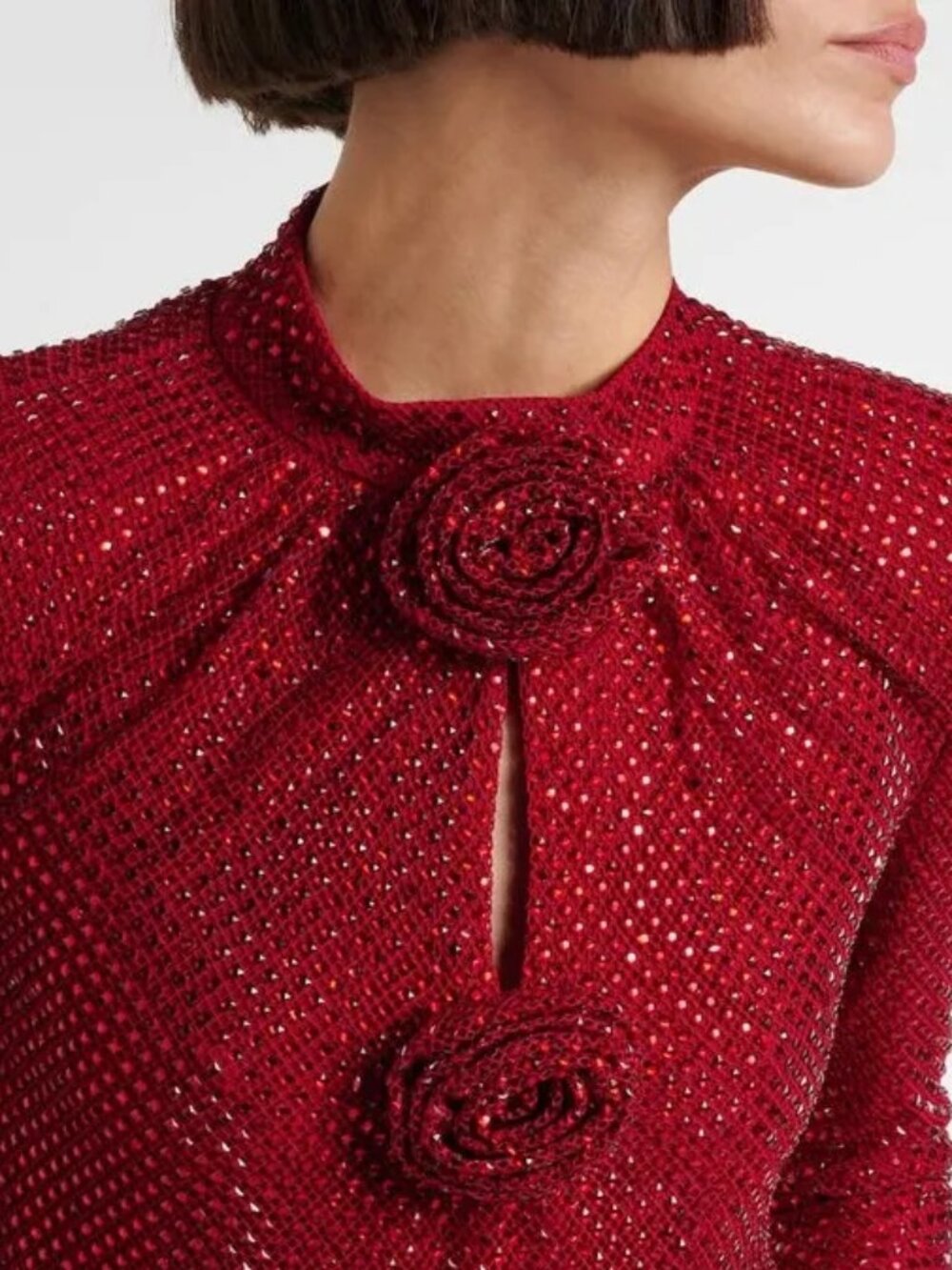 Self Portrait Red Rhinestone Fishnet Top, US 4 - Picture 5 of 6